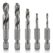 NEIKO 11402A Stubby Drill Bit Set for Metal, 5 Piece 1/4" Quick 5