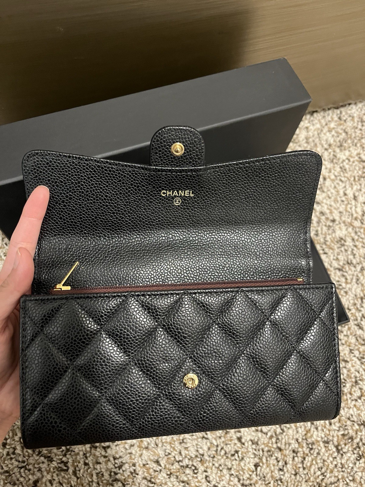 Chanel Black Caviar Quilted Leather Classic Long Flap Wallet thumbnail 8