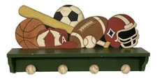 Football Basketball Soccer Baseball 4 Hook Coat Hat Wall Hanging Rack Holder