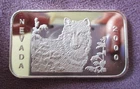 Nevada w/Wolf 2000 RARE  1 Troy Oz. .999 Fine Silver Art Bar Golden State Mint