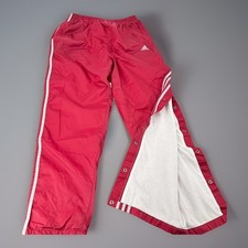 Vtg 90s Adidas Maroon Gray Snap Breakaway Lined Track Pants L 3 Stripe Tearaway