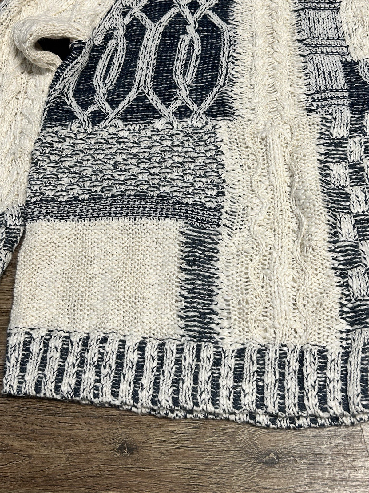 Chaps Cable Knit Patchwork Sweater Women’s LG Pre… - image 3