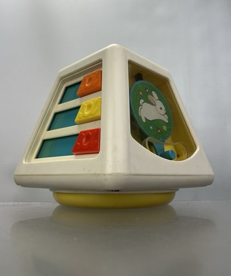 Vintage Fisher Price Busy Box Turn Learn Toy Spinning Activity Center Cube 1978