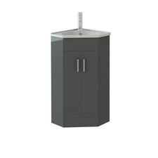 400mm Cloakroom Vanity Unit with Bowl For Corners, Floor Standing – Anthracite