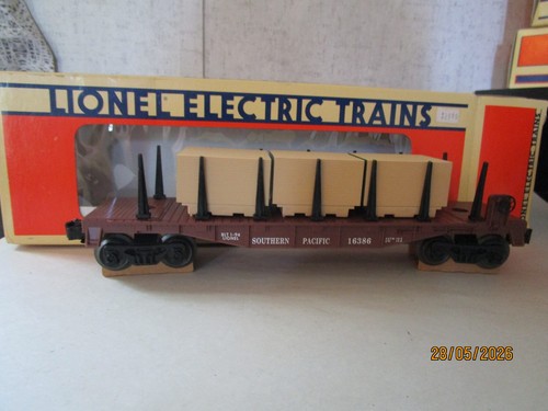Coche plano Lionel, calibre O, 16386 Southern Pacific con carga, como nuevo en OB. | Zustand: New