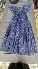 Madewell Tie-Back Flutter-Sleeve Tiered Midi Dress Blue Sz 0 Maxi Feminine Flowy