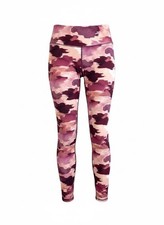 Reebok Women Legging XL Pink Camo Print Athleisure Sports Yoga One Pocket