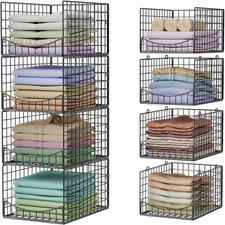 4-Tier Stackable Closet Organizers and Storage Shelves, Clothes Storage Basket,