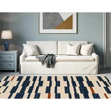 Riverbay Furniture Transitional Polypropylene 4'3"x7'3" Rug in Bone and Blue