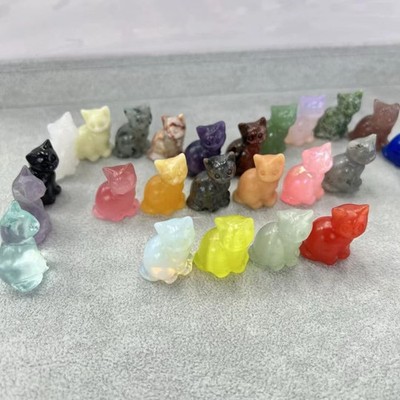 10pc Natural Mix material cat skull Carving Reiki Crystal Quartz Healing Decor