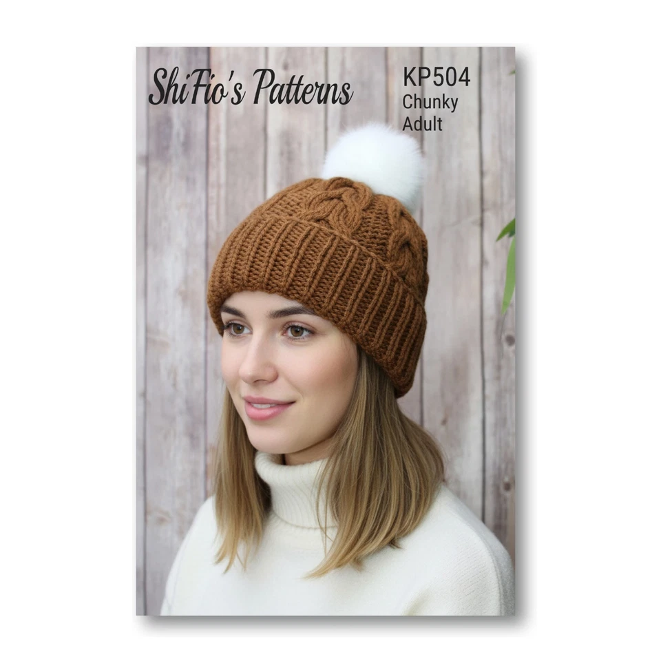 SHIFIO'S PATTERNS Knitting Pattern, Ladies, Hat, Womens Beanie, Adult, Cable, Chunky, SKP504