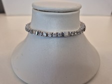 Tennis Bracelet Round And Baguette CZ Safety Clasp 7 Inches