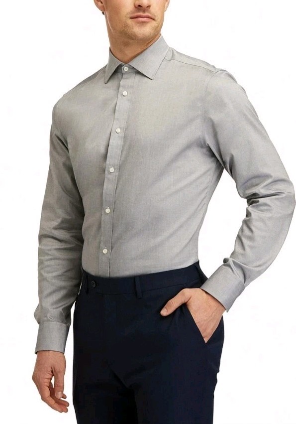 NEW $198 Hickey Freeman Contemporary Dress Shirt 16.5 32/33 Light Grey NWT