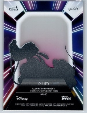 2026 Topps Disney Neon #NPL-20 Pluto Illuminated Neon Lights PETG