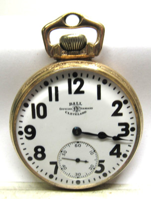 ANTIQUE BALL OFFICIAL STANDARD RAILROAD POCKET WATCH CLEVELAND 21 JEWELS G.F. *
