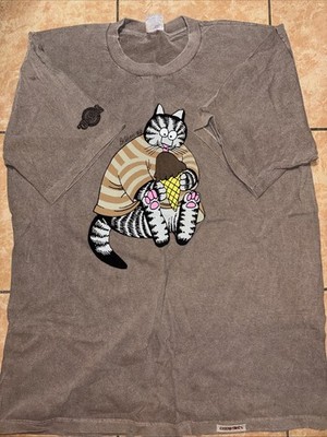 Vintage B. Kliban Cat Crazy Shirt XL Chocolate Dyed | eBay