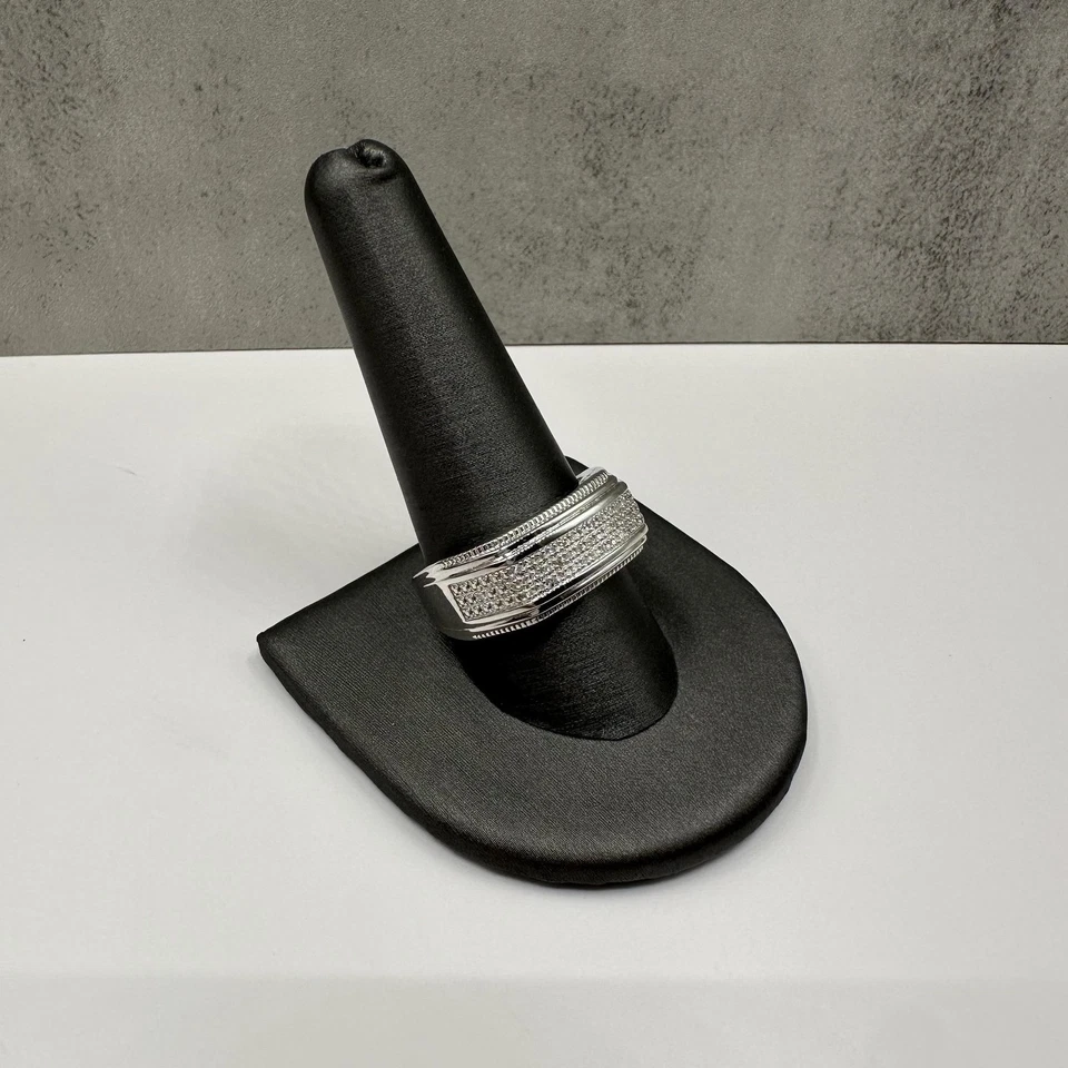 Gents Diamond Ring in Sterling Silver – 0.10ctw, Size 10.5, New - Image 2 of 4