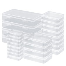 24 Pcs Mixed Sizes Mini Clear Storage Containers - Rectangular Small Plastic