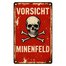Vorsicht Minenfeld Blechschild | 20x30cm | Dekoschild Schild Metallschild