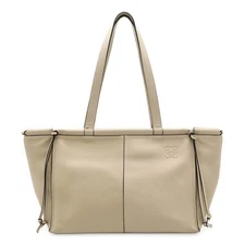 LOEWE Cushion Tote Small Shoulder Bag Leather Oats Beige Used