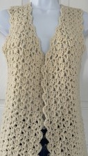 Vintage Style Cream Crochet Vest No Brand Size L Boho Festival Hippie Earthy