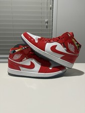 Nike Air Jordan 1 Mid Barcelona Sweater Red Patent US 14 DC7294-600 Near New