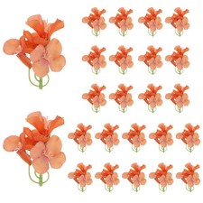 24Pcs Fleurs Orchidée Artificielle pour Centrepiece Bougie Flottante Orange Red
