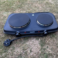 Emperial Double Electric Hot Plate 2 Hob Twin Burner Black 240V EM5177