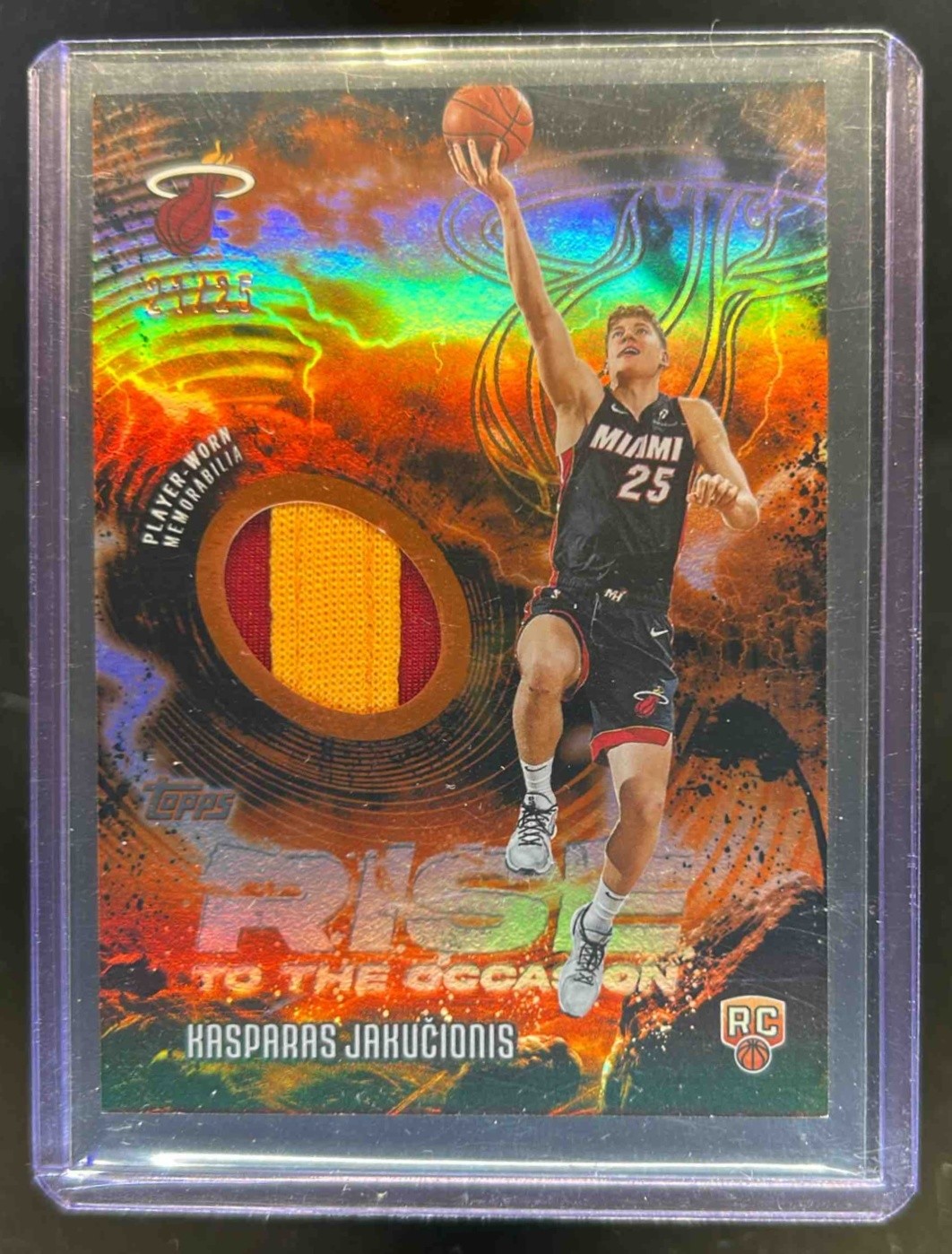 2025-26 Topps Kasparas Jakucionis Rise to the Occasion Patch Orange RC #21/25