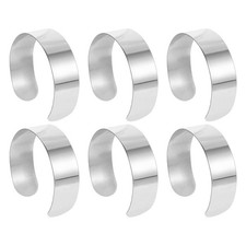 6Pcs Reusable Metal Bracelet Blanks Stainless Steel Open Cuff for Engraving
