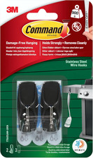 Command Outdoor Black Stainless Steel Wire Hooks - 2 Hooks, 3 Adhesive Strips 3.25 per strip