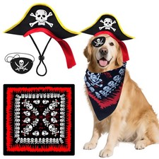 Halloween Dog Pirate Costume 3in1 Captain Clothes Set Pirates of Large, Black