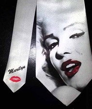 L@@K! Marilyn Monroe white satin Necktie - Vi...