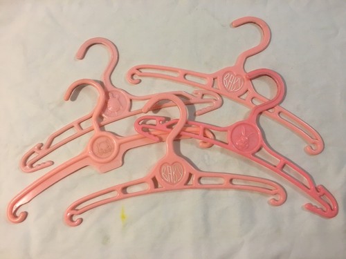 Vtg Lot Pink Plastic BABY DOLL Clothes Hangers (Bunny Cat Turtle Baby Name)