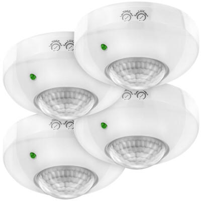 deleyCON 4x Infrarot Bewegungsmelder Aufputz Decke 360° INNEN bis 6m Sensor LED