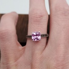925 Sterling Silver Beautiful Pink Sapphire With Smoky Quartz Ring
