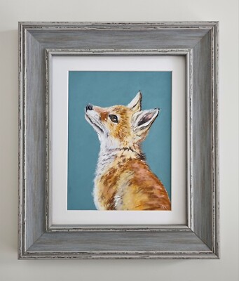 Original Pastellstifte weich Pastell Zeichnung Wildlife Art Fuchs Portrait gerahmt