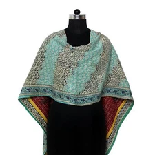 Vintage Reversible Kantha Cotton Scarf Long Reversible Bandana Women Hijab Scarf