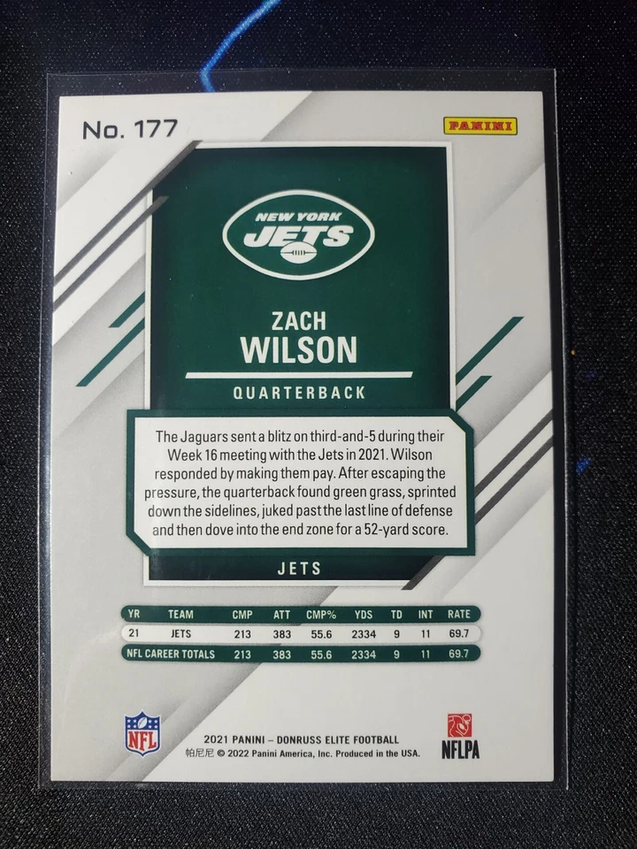 Zach Wilson 2021 Panini Donruss Elite Update Orange /49 Rookie 177 New York Jets - Image 2 of 2
