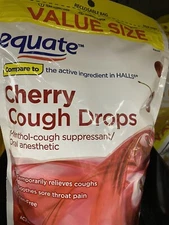Equate Value Size Cherry Cough Drops+Menthol ~ 160 ct.Expires 03/2028+.