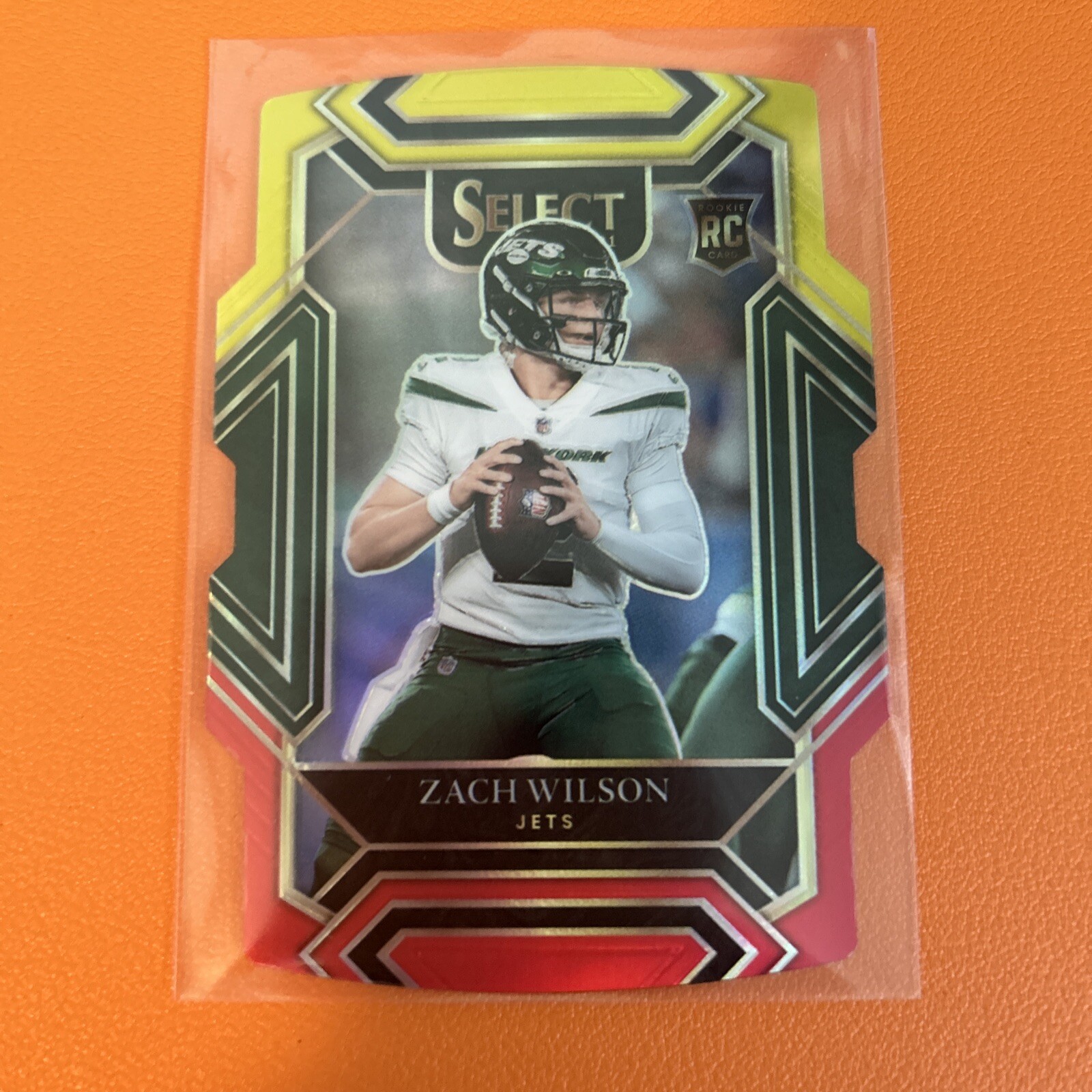 2021 Panini Select Zach Wilson Rookie RED/YELLOW DIE-CUT PRIZM SP Jets #244 RC