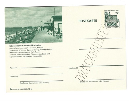 P 91 Bildpostkarte Imprimer Échantillon 20 Pfennig Lorsch - Nord Norddeich