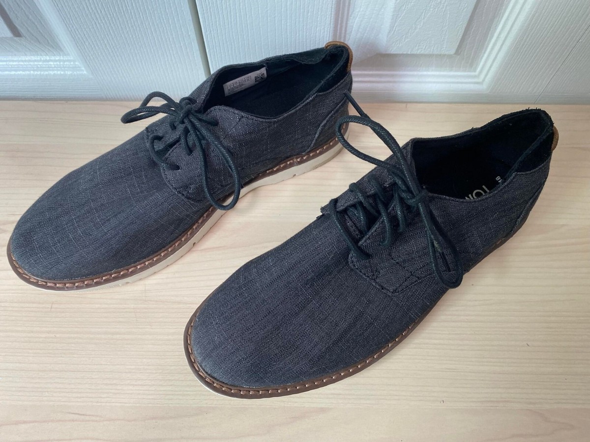 TOMS Men's Oxford Navi Black Gray Denim Lace-Up Sneaker Shoe sz