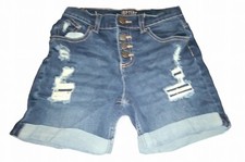 New Justice Girl's Size 12 High Rise Distressed Midi Shorts Denim