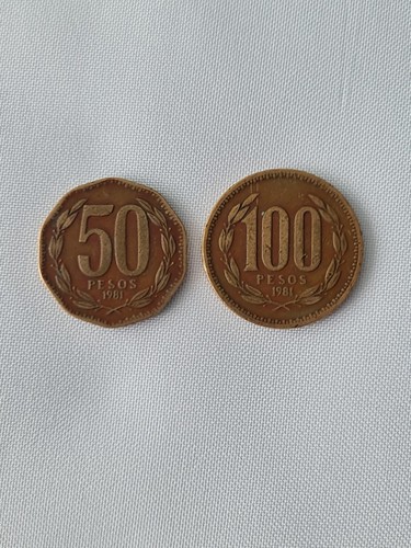 Monedas de 50 y 100 Pesos chile 1981 First edition