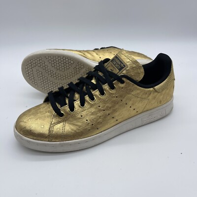 Adidas Stan Smith Men\'s Size 9.5 Casual Sneakers‎ AQ4705 Gold Leather Shoes Size 9.5 - Adidas Stan Smith Gold Metallic for sale online  main image 2