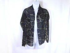 Vintage Burnout Velvet Scarf Navy Blue Floral Sunflower pattern 14x57 inches