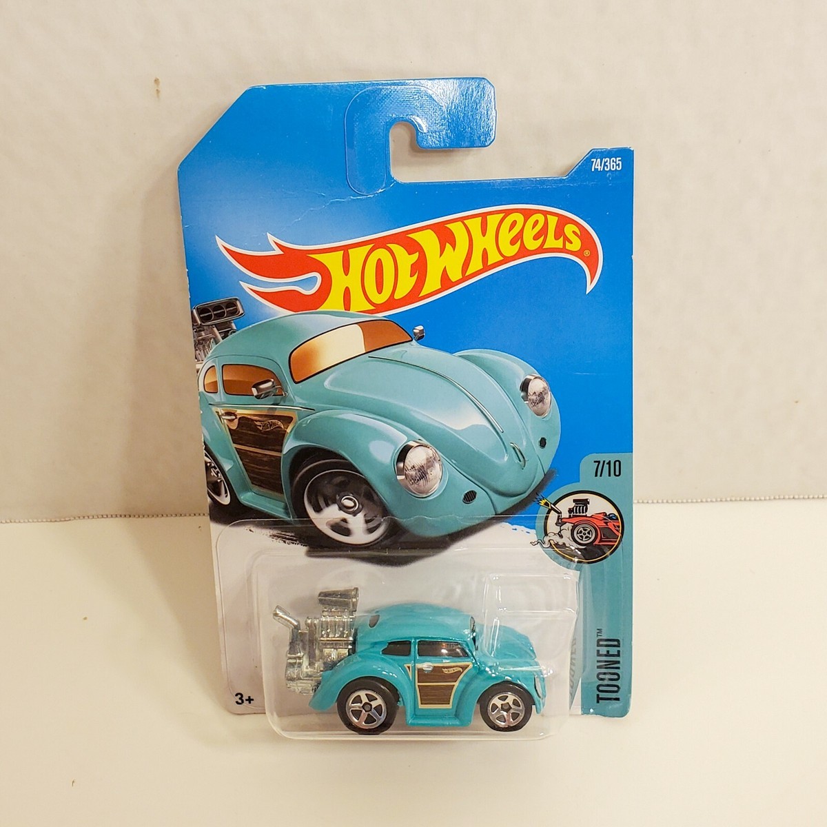 2015 Hot Wheels Volkswagen Beetle Tooned Teal Wood Panel Hot Rod