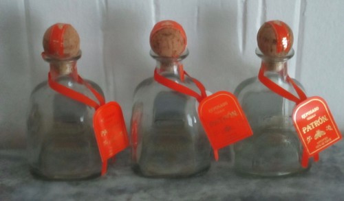3 PATRON *REPOSADO* TEQUILA LEERE GLASFLASCHEN MIT KORKEN & BÄNDERN EA: 200 ml - Bild 3 von 3