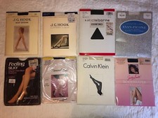 Lot of 8 Vintage PANTYHOSE Sz B/C Assorted Colors Navy,Black,ivory